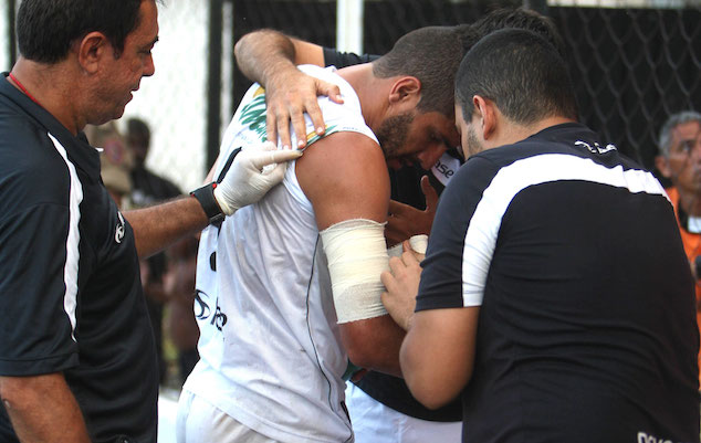 Joao Paulo receives medical attention after the incident